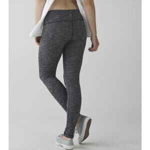 Lululemon Wunder Under Leggings Striped Coco Pique Gray Athleisure Size 8
